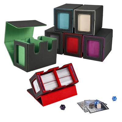 Card Deck Box with 2 Commander Display Double Deck Box for 140+ Single Sleeved Cards Fits for TCG CCG Magic Cards