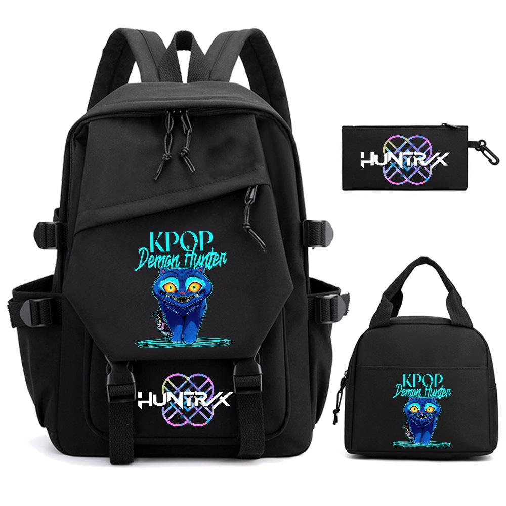3Pcs/set K-pop Demon Hunters Printed Backpack for Teenger Boy Girl Large Capacity Schoolbag Children Student Bookbag Women Waterproof Travel Bag
