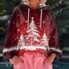 Women's Christmas Printed Loose Casual Long Sleeved Hooded Sweatshirt