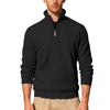 Men's Twill Jacquard Ribbed Half Zip Sweatshirt, Long Sleeve Stand Collar Sport Casual Trendy Pullover Hoodie for Autumn Winter