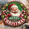Wooden Christmas Sign with Santa Claus Pattern - Merry Christmas Round Sign for Front Door, Wall Hanging Decor - Ideal Christmas Gift