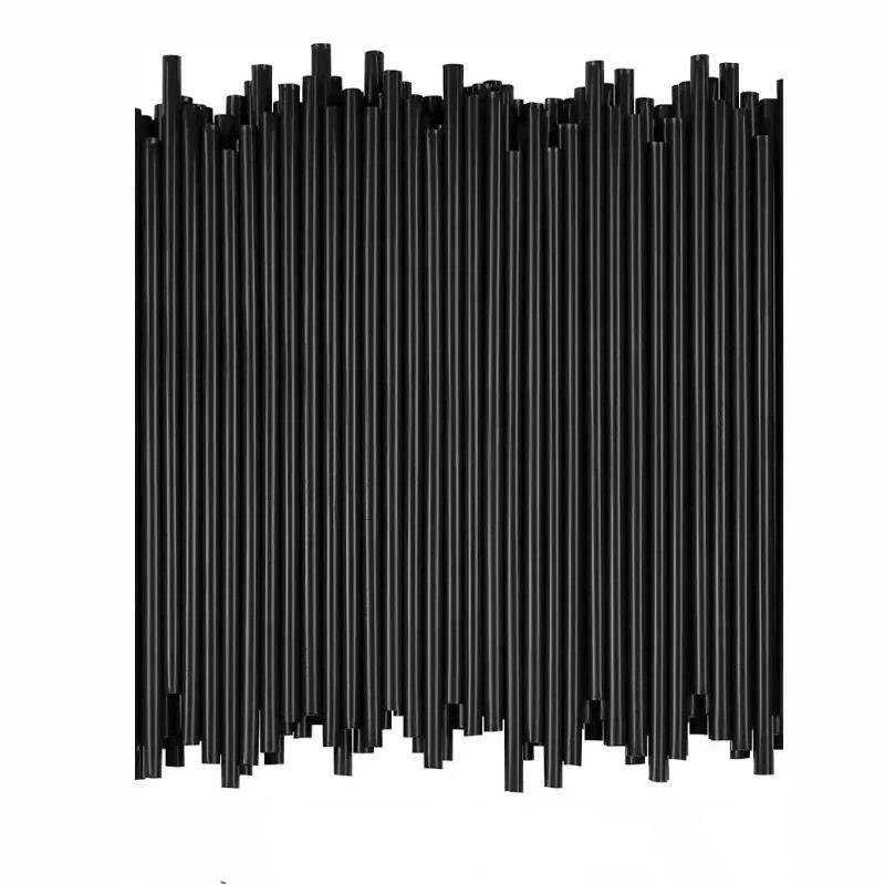 100Pcs Disposable 210Mm Black Pp Straight Drinking Straws Food Grade Bpa Free For Home Coffee Shops Daily Use