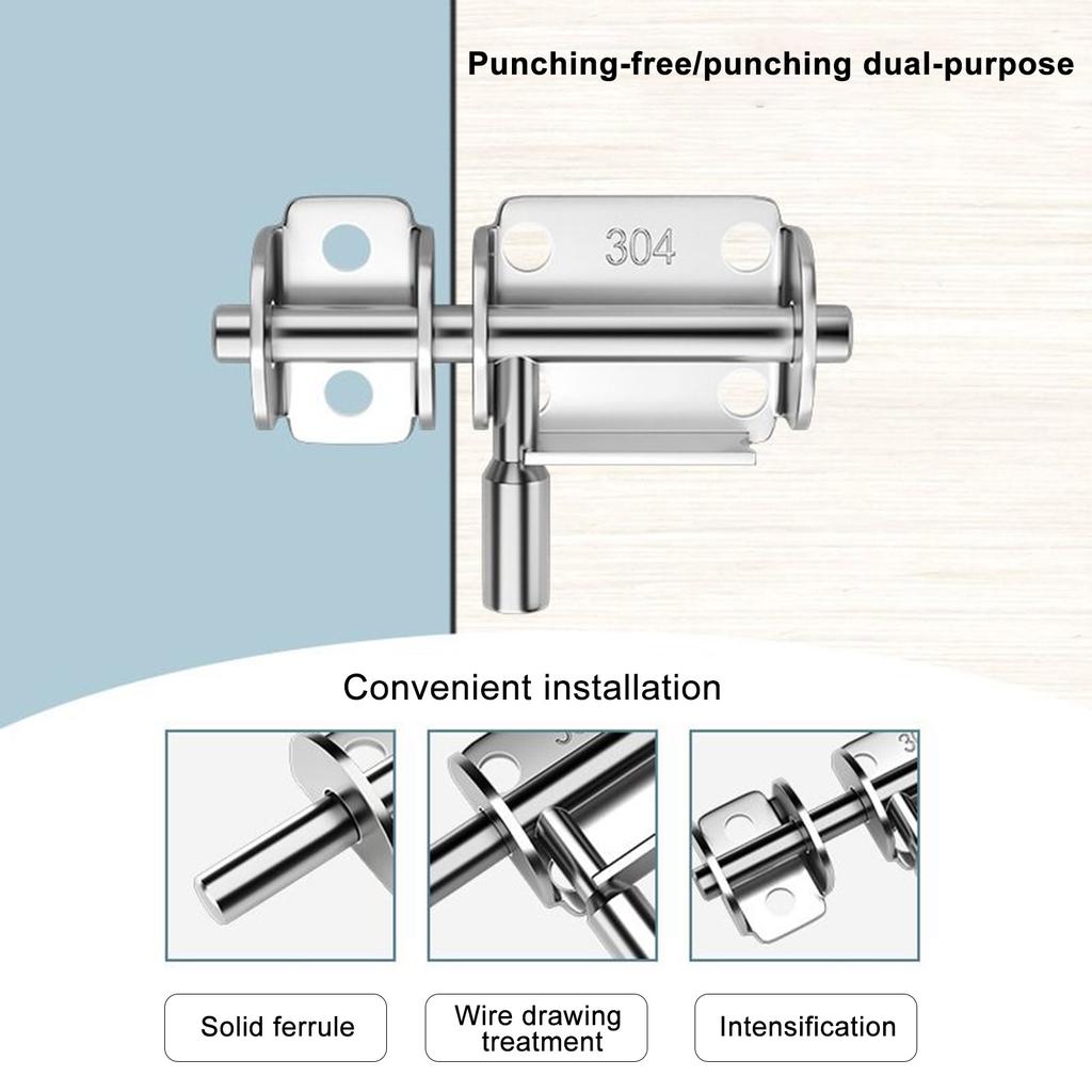 Sliding Bolts Latch Hasp Stainless Steel Heavy Duty Door Lock Gate Safety Toilet Door Lock for Wood Fence Interior Door