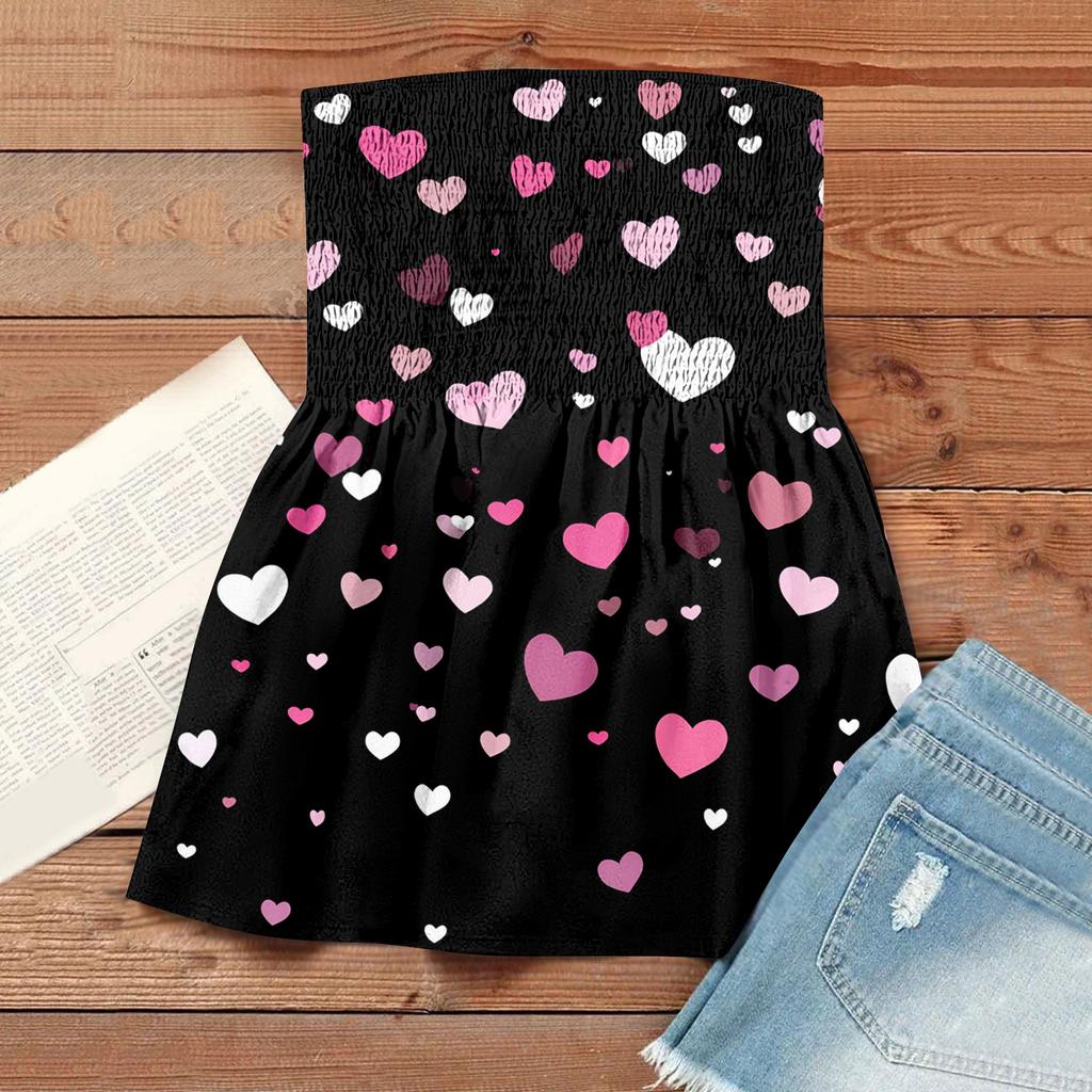 Tube Tops For Women,Cute Sexy Off Shoulder  Print Sleeveless T-Shirt