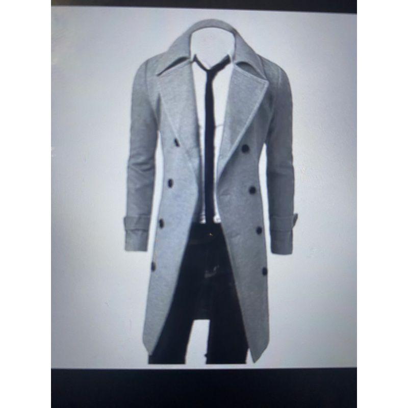 

Новый мужской двубортный плащ средней длины, модный приталенный повседневный шерстяной плащ 4XL