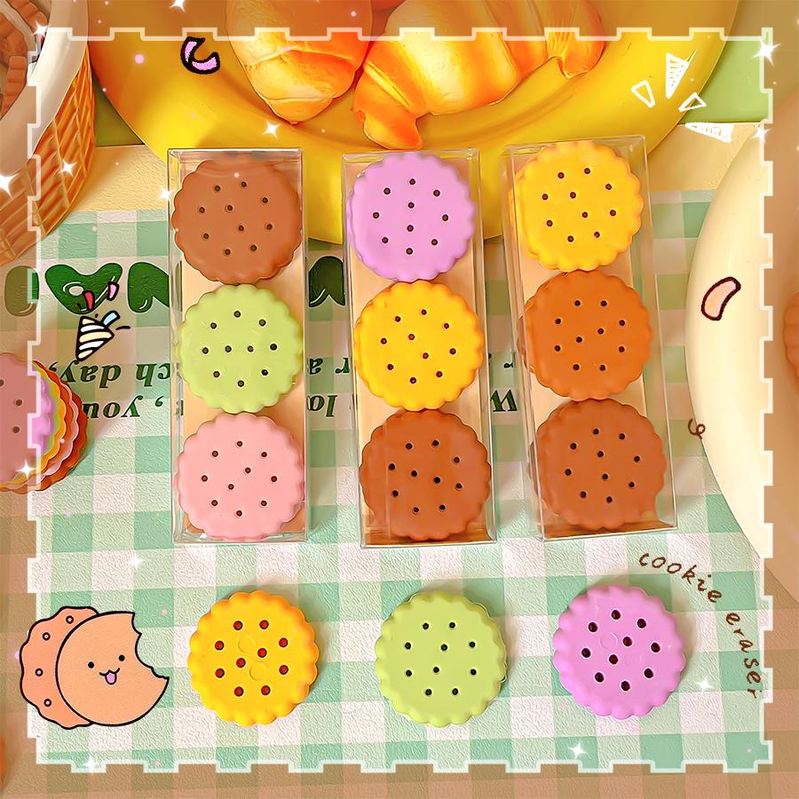 

Kawaii stationery items School teacher gift Office Supplies classroom back to school cookie Carton Rubber Erasers cute things