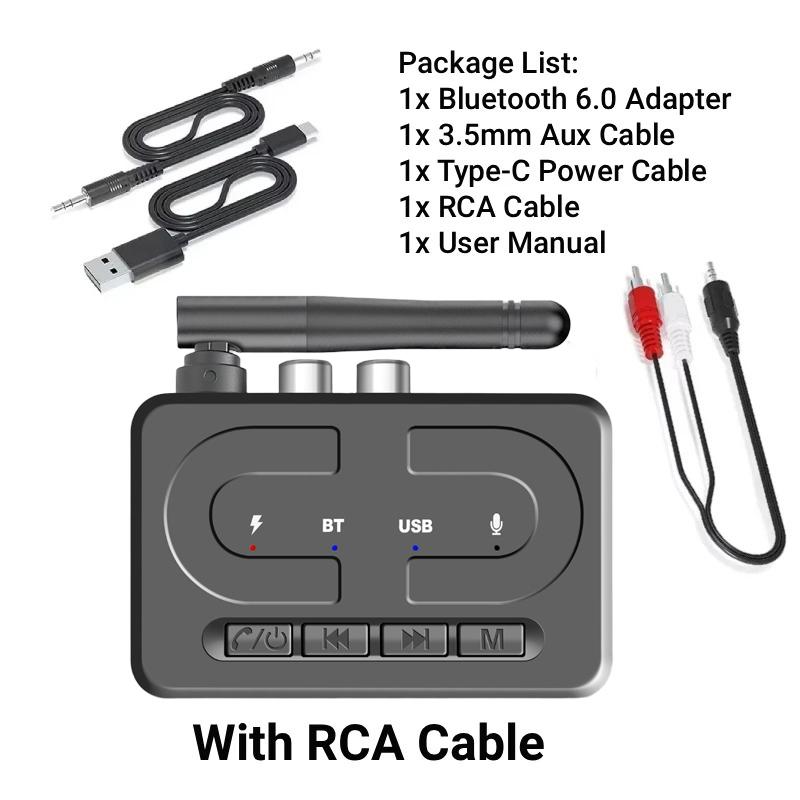 

Bluetooth 6.0 Receiver Wireless Audio Adapter 3.5mm Jack 2RCA USB HiFi Stereo Bluetooth Audio Receiver For Car Speaker Amplifier