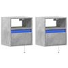 Table de chevet murale - Maison Exclusive - 2 pcs - Gris béton - Lumières LED ajustables