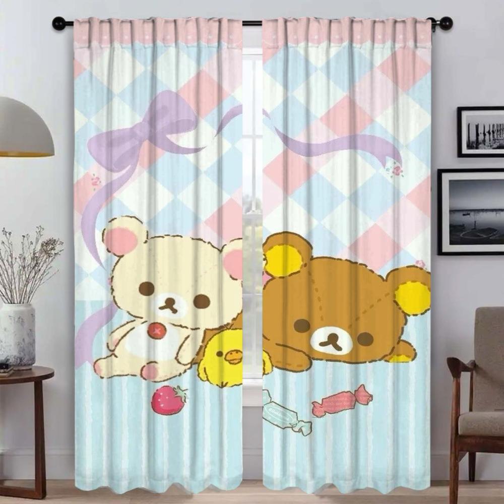 Kitchen Curtains for Bedroom Rilakkumas Partition Blinds Home Interior Curtains for Living Room Halloween Decoration Shades
