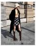 2025 Autumn/Winter Women's High-Waisted Plus Size Yellow Plaid Wool Mini Skirt