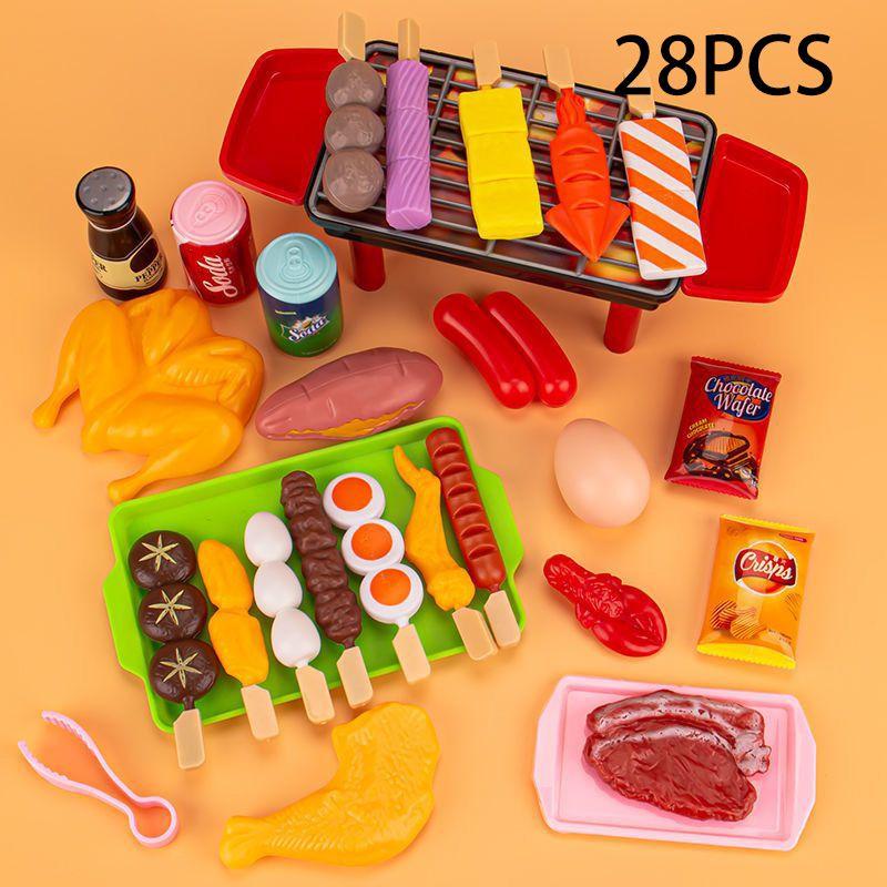 Pretend Barbecue Play Food Kids Toy Set House Simulation Kitchen Food Assembling