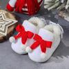 Winter Velvet Christmas Bow Soft Sole Shoes for 0-1 Year Infants - Warm, Anti-Drop Pre-Walking Shoes