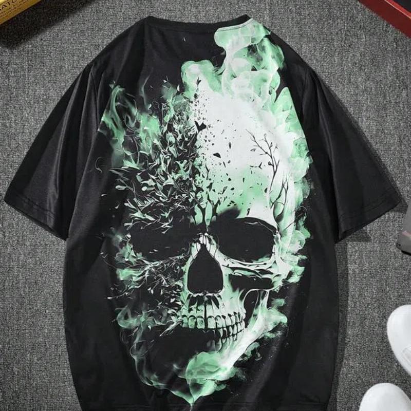 

Футболки для мужчин с принтом 3D-черепов, мужская одежда в стиле ужасов, уличный дизайнер, свободная футболка большого размера с короткими рукавами, уличные топы 6XL