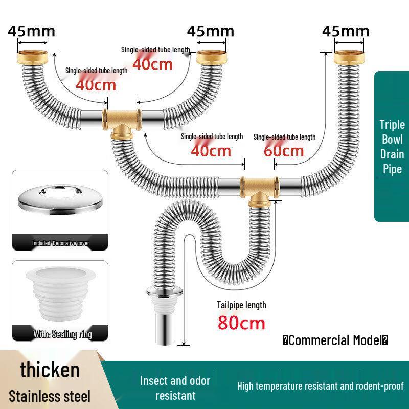 TLXT Commercial Stainless Steel Sink Drain Pipe