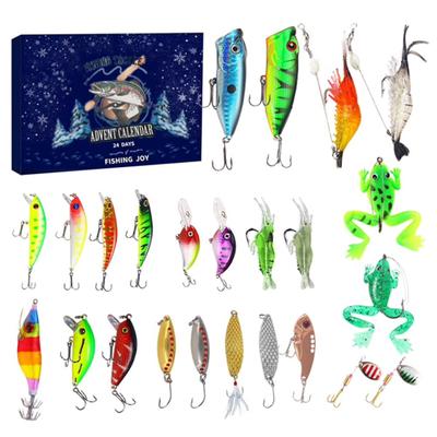 2024 Christmas Advent Calendar Fish Tackle Set 24 Days Countdown Fishing Lure Daily