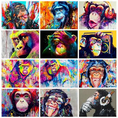 Diamantmaleri Hel Rund Firkantet Orangutang 5D DIY Diamantbroderi Salg Dyre Rhinestones Mosaikk Håndlaget gave