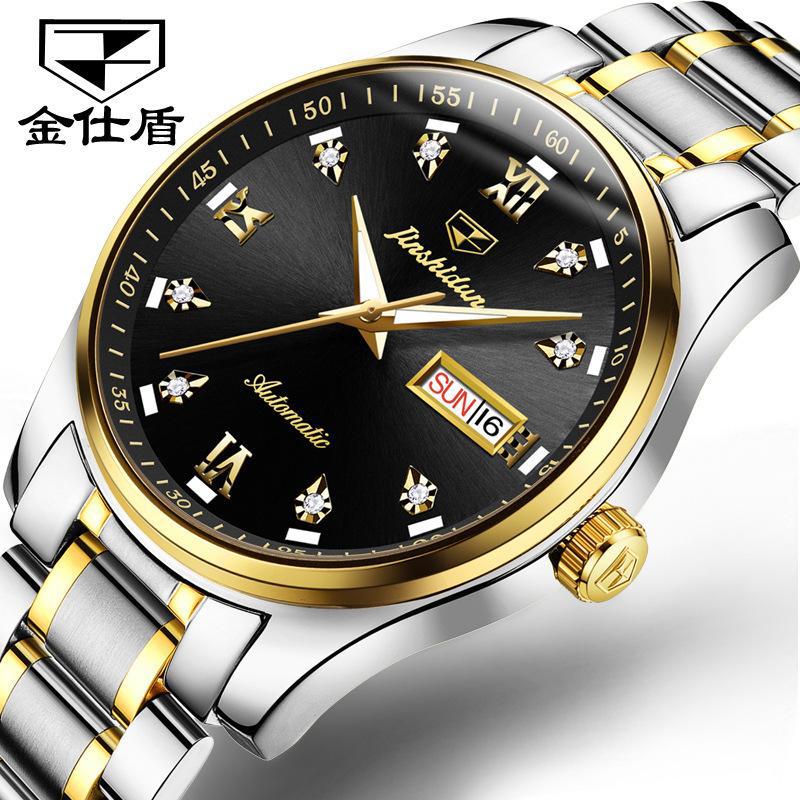 JINSHIDUN The New Business and leisure Men's Watch Fully Automatic Mechanical Watch Dual -daily Calendar Night Light Waterproof High -end Watch
