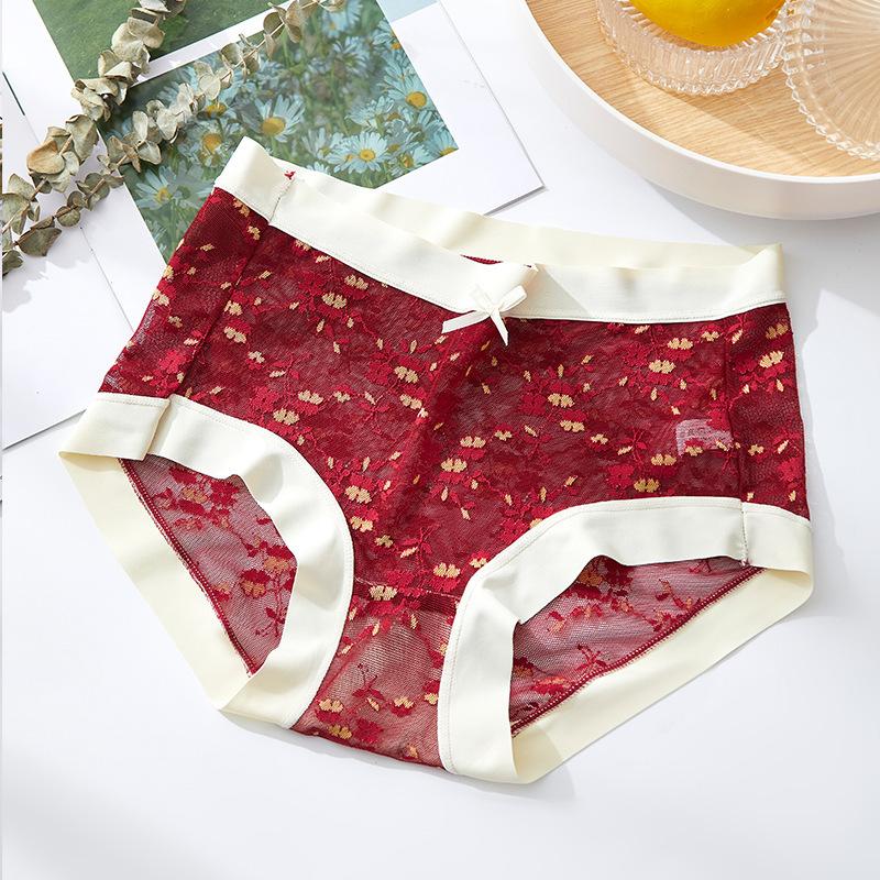 

1 шт., женские бесшовные трусики, сексуальные трусы с высокой талией, летние сетчатые дышащие трусы, удобное интимное белье с цветочным принтом XL бордовый
