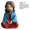 Meditating Cartoon Jesus Figurine Hand-Painted Jesus Statue Sculpture Religious Easter Christmas Desktop Decoration Ornament