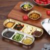 Korean Style Seasoning Dish Gold Silver Color Stainless Steel Barbecue Sauce Plate Tableware BBQ Restaurant Kitchen Tool