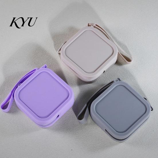 Soft Silicone Key Organizer Coin Pouch with Zipper And Wrist Strap, Square Shockproof Mini Change Holder Storage Bag, Lightweight Compact Purse