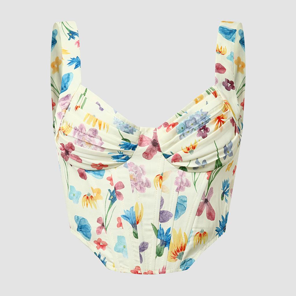 Women Floral Print Camisole Summer Fashion Streetwear Bohemian Bodycon Cropped Tops Retro Designer Irregular Tank Tops