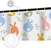 Easter Shower Curtain Happy Easter Cute Rabbit Floral Bathroom Decor Set, Colorful Rainbow Easter Bunny Cloth Fabric Bathroom