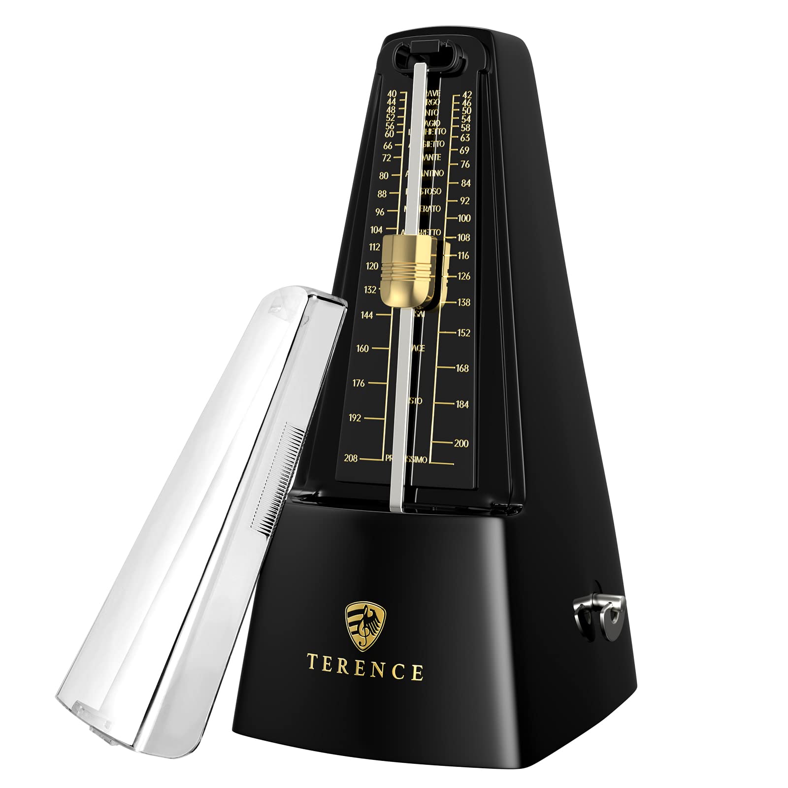 TERENCE Pendulum Mechanical Metronome for Metal Suitable for Experienced Instrument and More Metronome, High-Precision, Compact, Loud, Beginners, чёрный