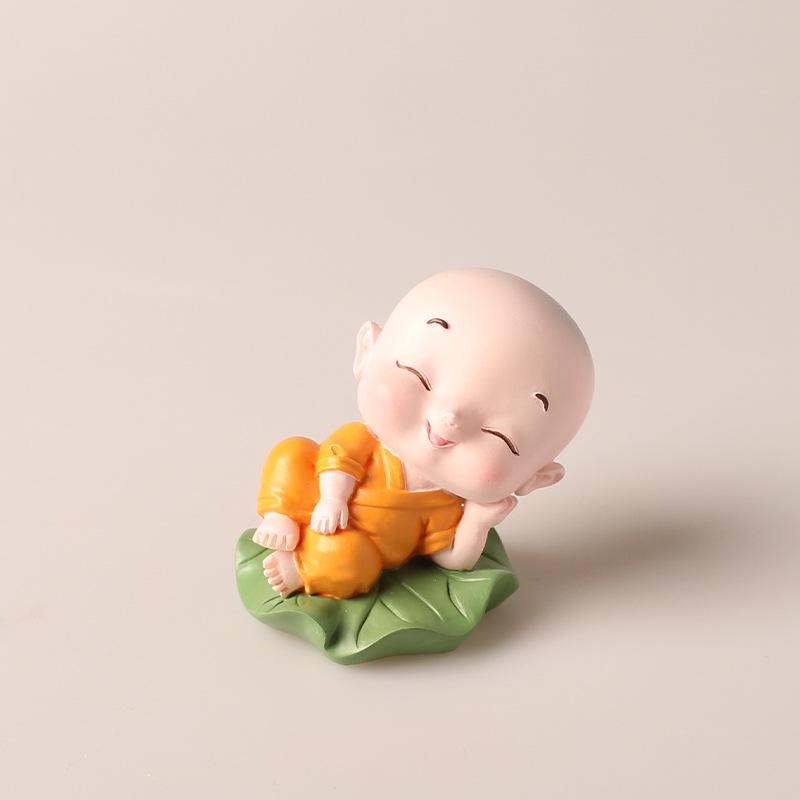 Zen Car Decor: Set of Four Shaking Head Monk Ornaments for Interior Decoration