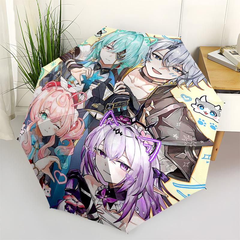 

1pc Outdoor Umbrella with Anime Characters, Automatic Opening/Closing, Portable 3-Fold Design, 8-Bone Iron Frame - Perfect Gift for Fans, Travele