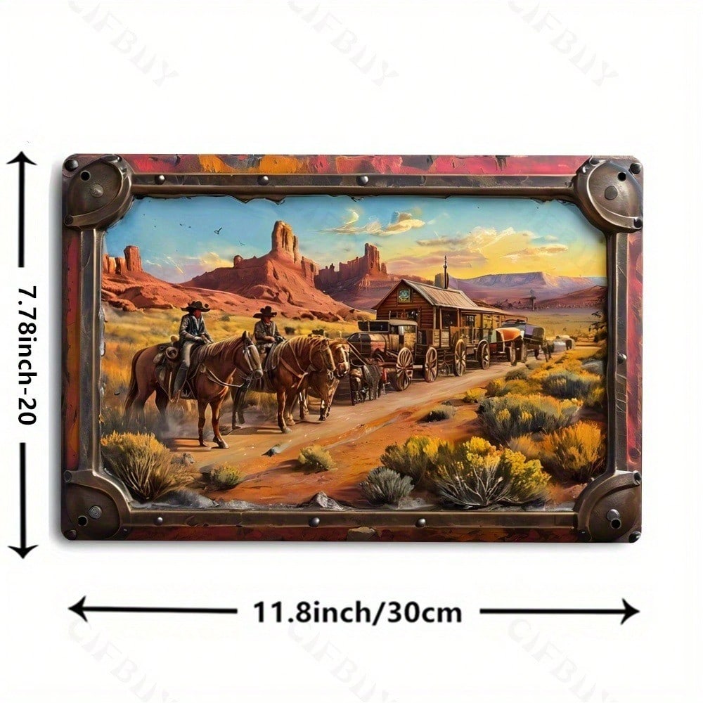 Vintage Cowboy Metal Sign 3D Busy Cowboy Retro Wall Decor Iron Crafted for Bar Cafe Man Cave Office