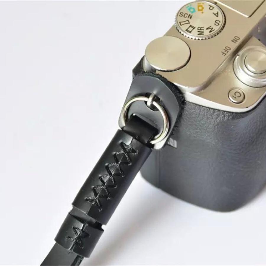 

New 1×Handmade Black Genuine Leather Digital Camera Wristbands Wrist Strap Universal