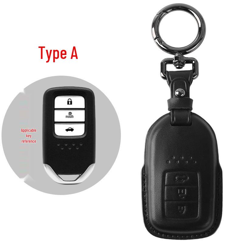 Genuine Leather Key Case for Honda Civic 11th Gen, Accord, Lingpai, Crown Road, CRV - Handmade Cowhide Key Bag