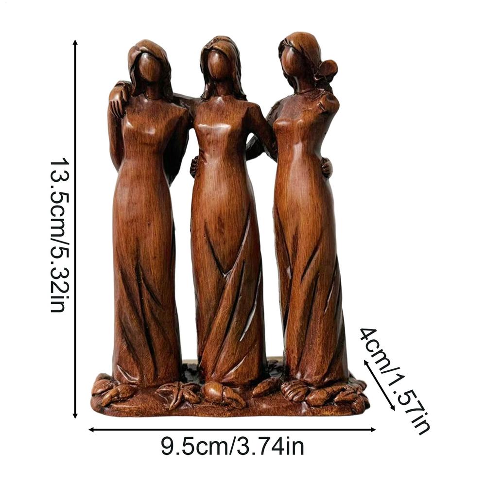 Three Sisters Statue Resin Girl Friendship Sculpture Sister Friendship Figurines Sisters Characters Three People Sculpture коричневый
