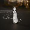 Fudou pendant summer inlaid with icy natural white chalcedony jade pendant S925 silver string bean necklace female