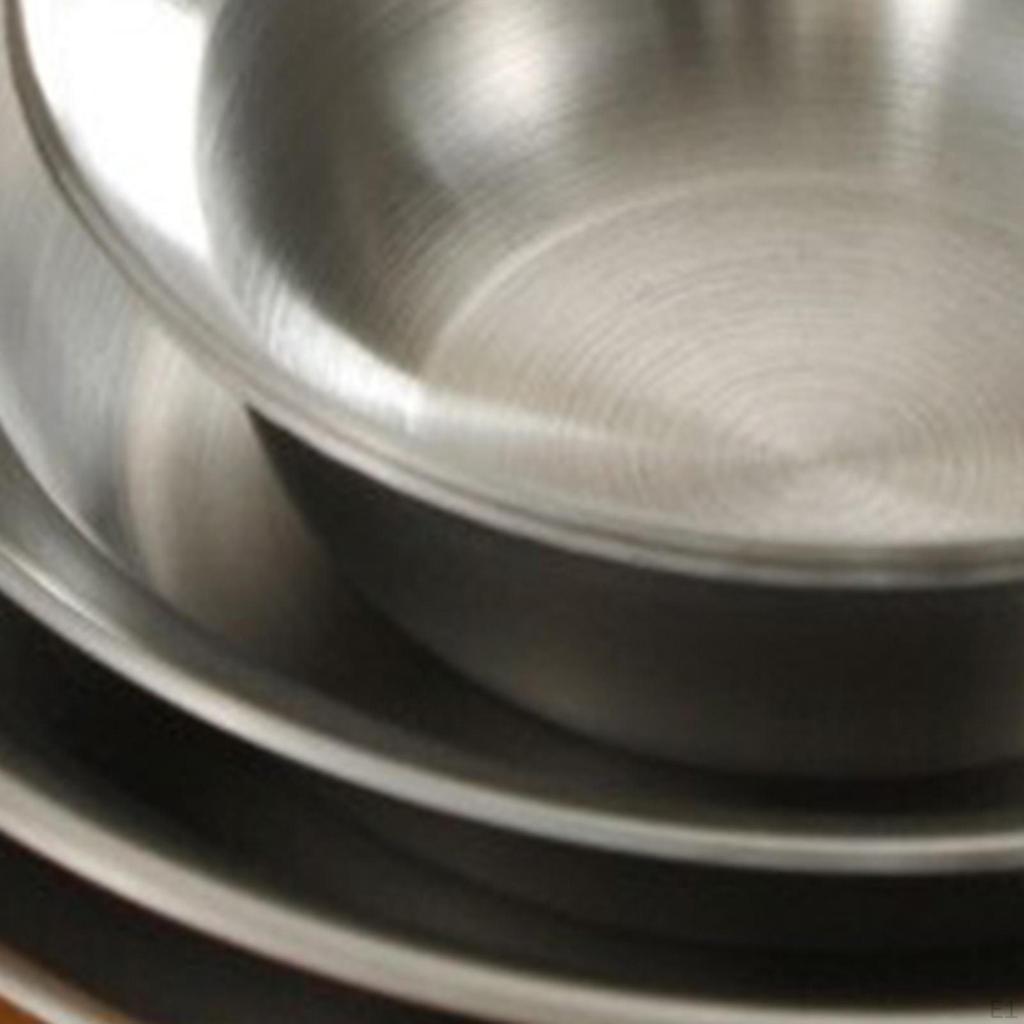 4 Pieces Outdoor Utensils Stainless Steel Plates Bowls Mess Tableware Portable Camping Cutlery