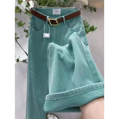 Vintage Plus Size Vår Vida Ben Jeans Dam Hög Midja Mångsidiga Raka Golvlånga Byxor