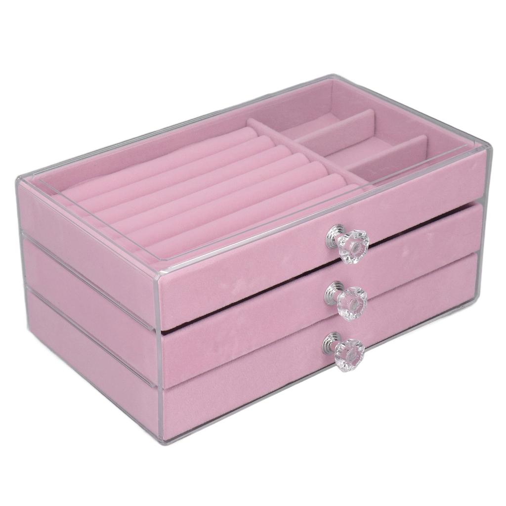 Acrylic Jewelry   3 Drawers Storage Box Transparent Jewelry Display Stand rrings Necklace Holder Case