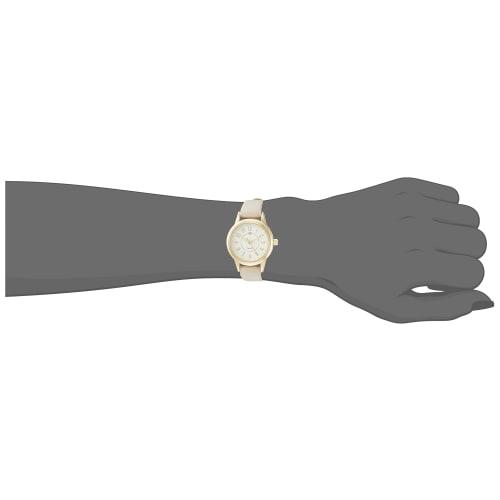 Fieldwork Watch Analog Diamond Diamond Decoration Leather Strap YM040-1 Women's White