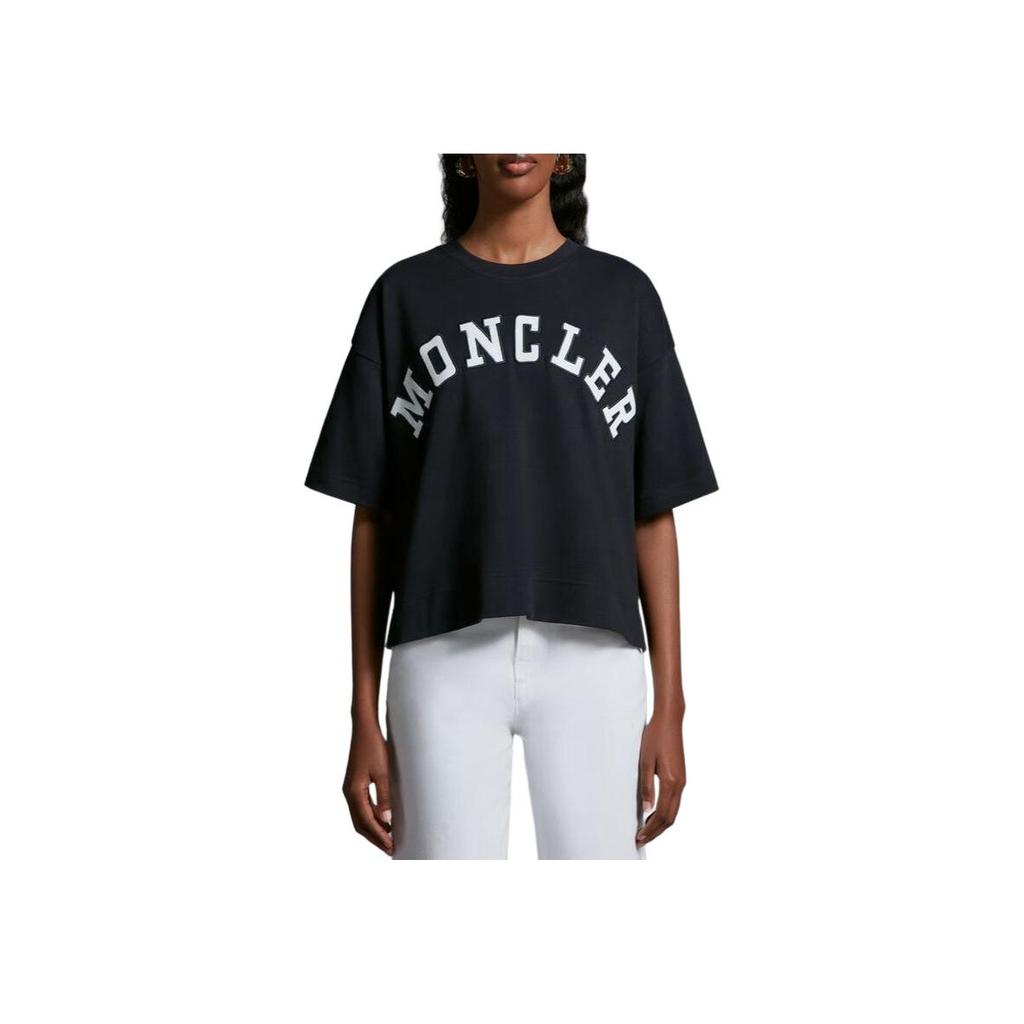 Moncler SS24 Year Of The Dragon Series Letter Logo Crew Neck Short Sleeve T-Shirt Women T-Shirt Midnight-Blue J10938C0001889AJ0778
