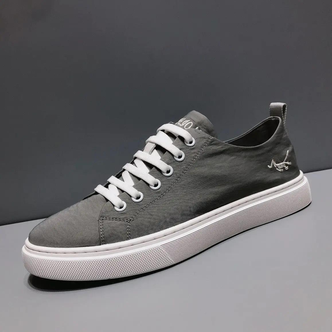 

Male Shoe Low-Top With Laces Gray Embroidery Designer Luxury Sneakers Adults Comfortable On Sale In Promotion Men s Casual Shoes 44