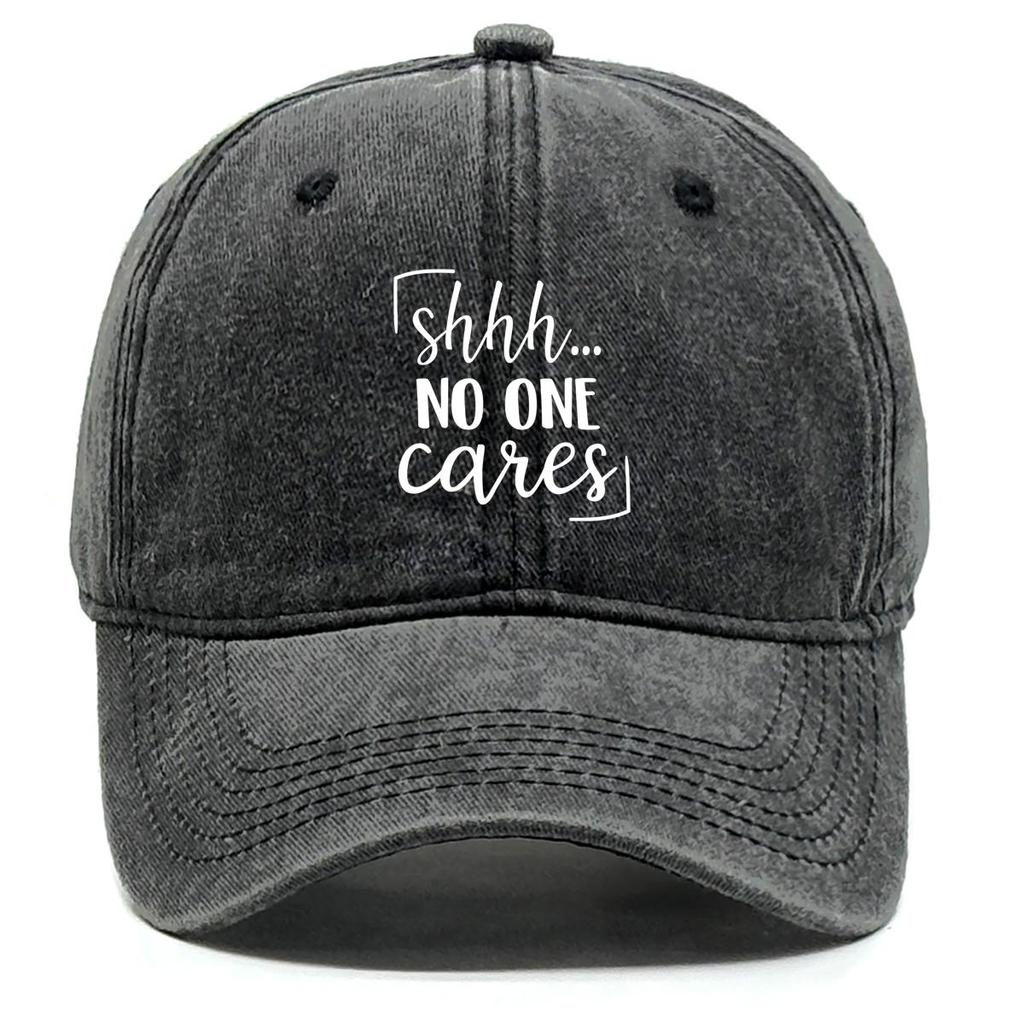 Shhh... No One Cares" Print Adjustable Baseball Hat, Woman's Cap Raw Brim Fashion Sunshade Unisex Snapback Sun Hat