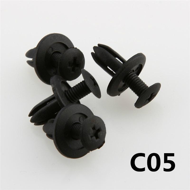 100 Pezzi Rivetti In Plastica Nera 8mm - Clip Di Fissaggio Per Parafango, Paraurti E Finiture Auto - Universali
