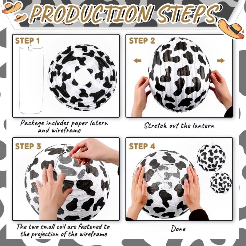 10PCS Decorative Paper Lanterns Cow Shape Farm Hanging Lanterns Suitable for Weddings Birthdays and Festival Atmosphere