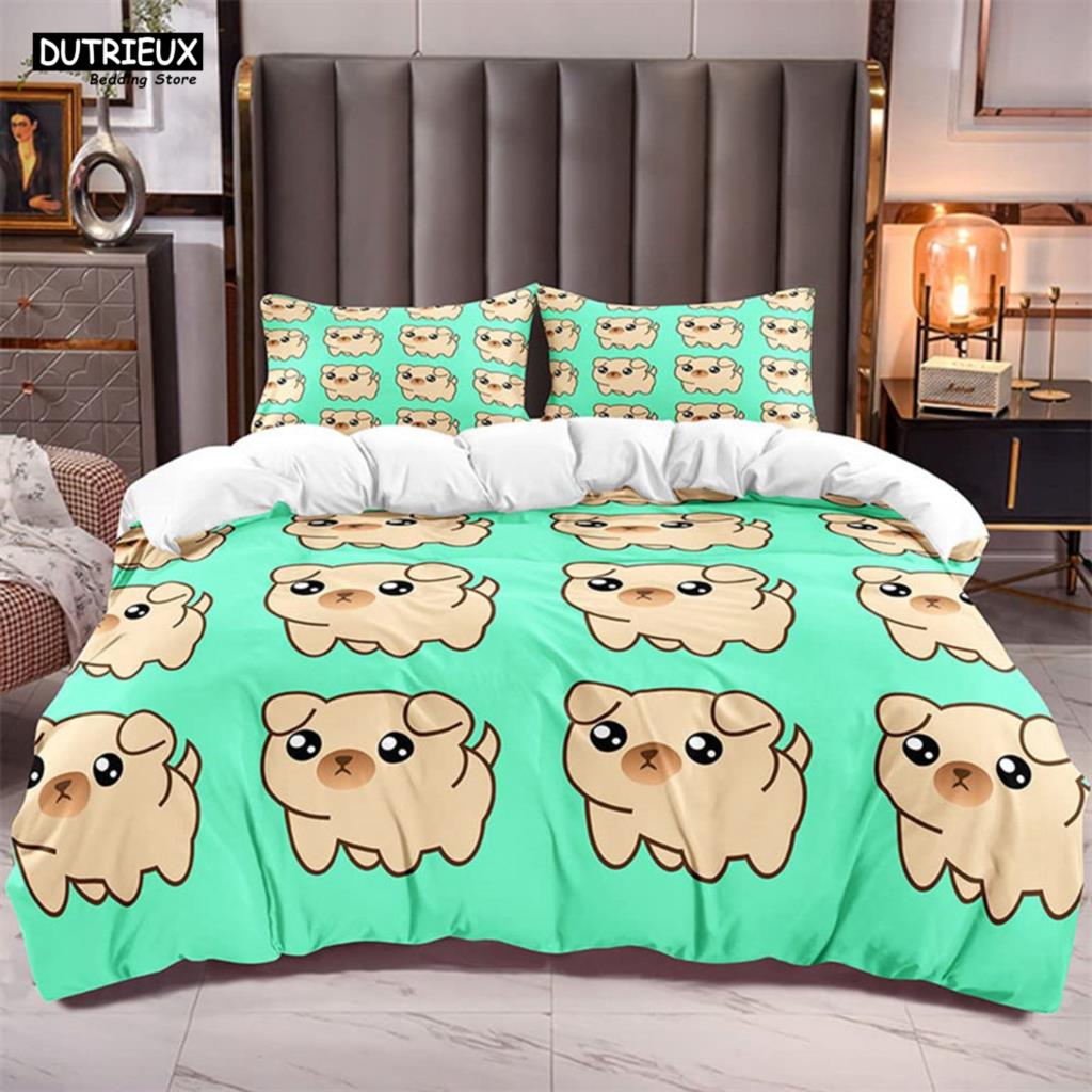 Cartoon Lovely Pig Duvet Cover Set Kawaii Animal Bedding Set King Microfiber Farmhouse Wildlife Theme Comforter Cover Pillowcase