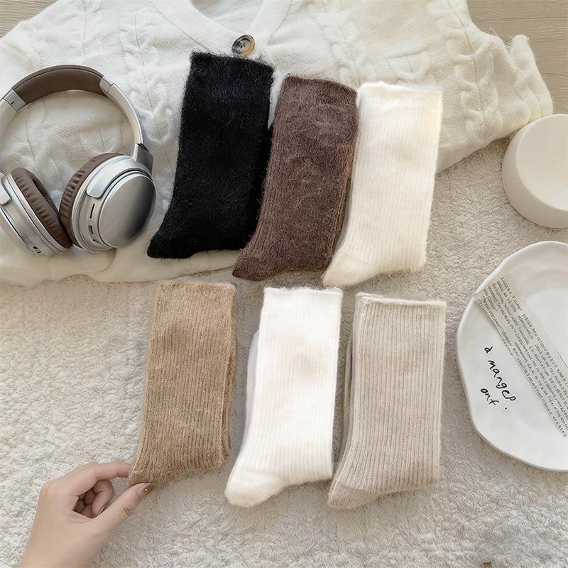 Zhuji Women's Soft Wool Fleece-Lined Socks - Thick, Warm Sleep Socks for Autumn and Winter