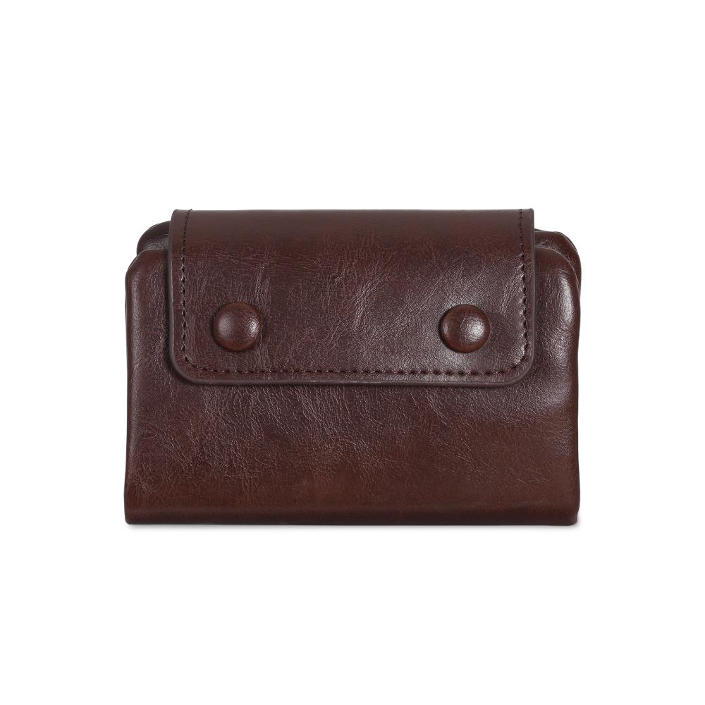 Компактный кожаный корейский кошелек Мягкий держатель для карт Милый кошелек для мелочи Студентов кофейный