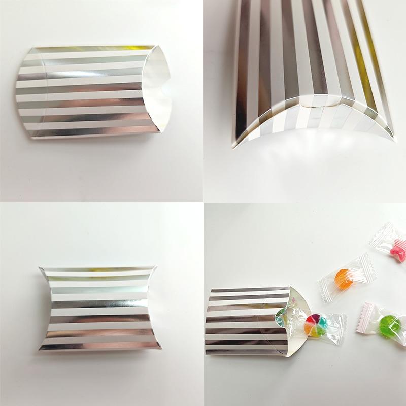 Pillow Paper Box Kraft Paper Candy Packaging Box Bronzing Stripe Polka Dots DIY Jewelry Wedding Party Christmas Gift Packaging