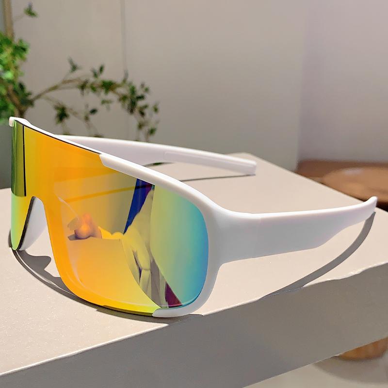 Oversize Monoblock Sunglasses Men Fashion Mirror Sports Goggle for Skiing Trendy Women Anti-UV Outdoor Hiking Sun Glasses