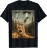 Funny Cat Selfie UFO Alien Dinosaur T-Rex Abduction Kid Men T-Shirt